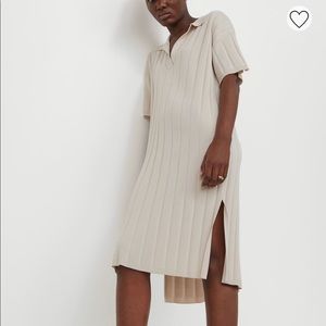 Rib Knit Collared Midi Dress